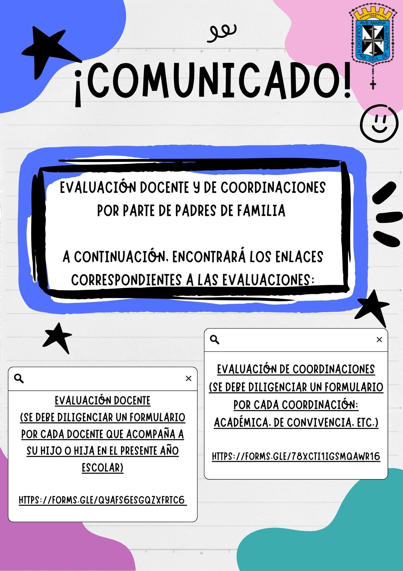 EVALUACIÓN DOCENTE Y DE COORDINACIONES POR PARTE DE PADRES DE FAMILIA